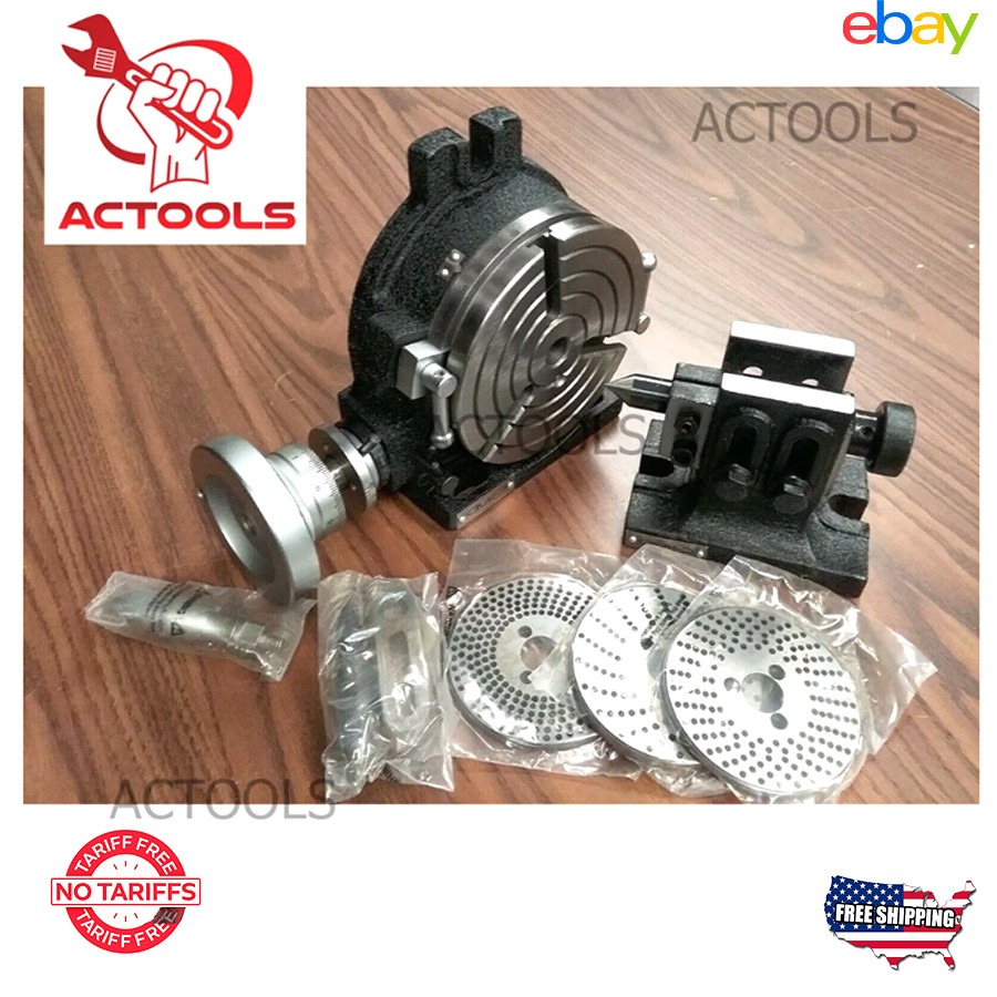 6″ inch Horizontal Vertical 3 slot Rotary table, Dividing plates, tailstock USA