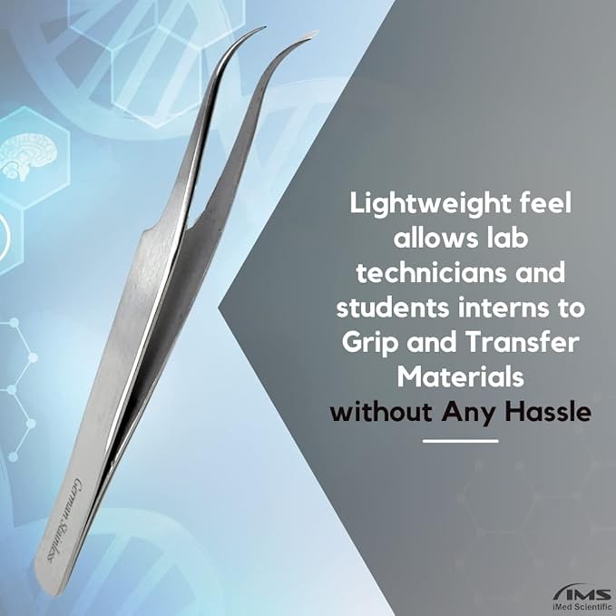High Precision Stainless Steel Lab Tweezer/Forceps with Curved Tip 4.5″