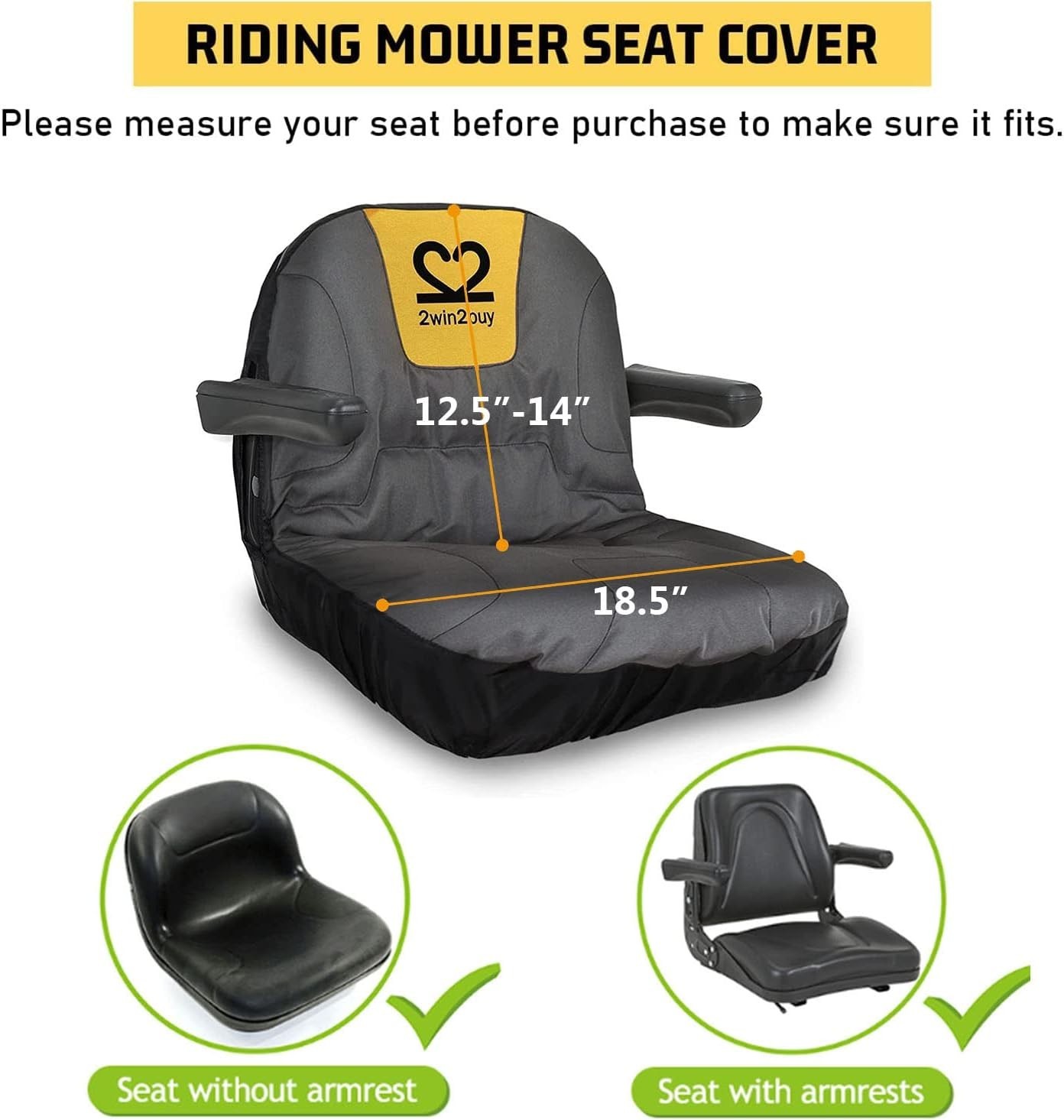 Universal Fit Heavy Duty Lawn Mower Seat Cover with Non-Slip Backing