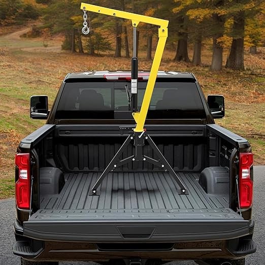 Garvee 1000Lbs Hydraulic Pickup Crane Adjustable Boom 12V Winch 360° Rotation