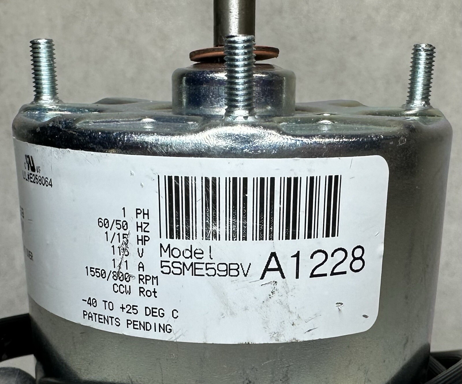 NEW Morrill Motors Arktic S9 Motor 5SME59BVA1228, 1/15 HP, 115V, 1550/800 RPM