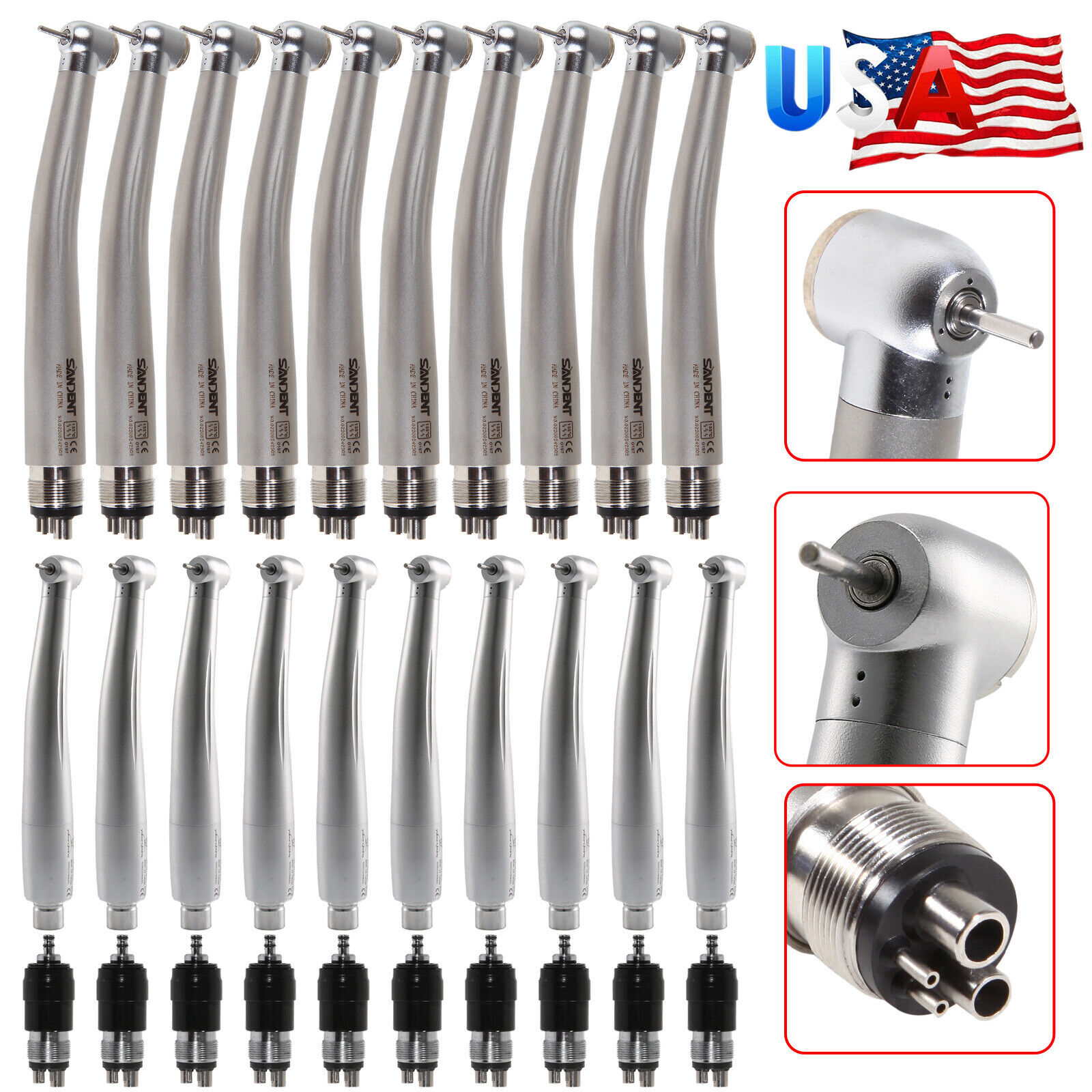 1-10x Dental Turbine High Speed Handpiece 4-Hole /Quick Coupler fit NSK USPS ST