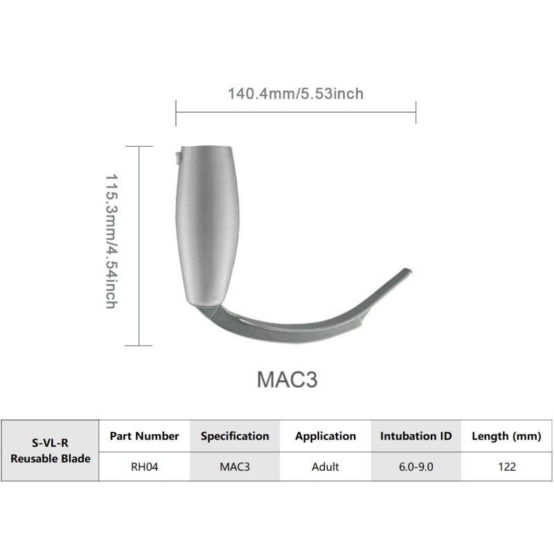 (US delivery)Vide Laryngoscope Reusable blades(Miller0/1/MAC1/2/3/4/D-blade)