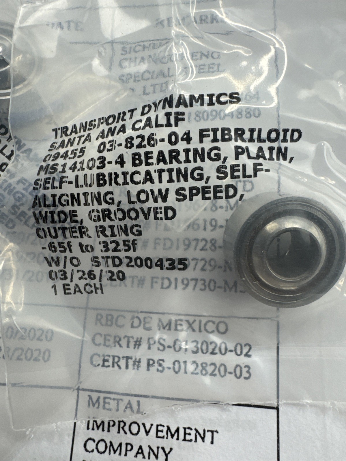 (2) RBC Bearings MS14103-4 Spherical Self-align 1/4” id 5/8” od Military USA