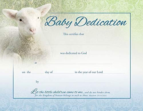 Certificate – Baby Dedication Full Color Coated Stock – 8 1/2 x 11 Pack of 6