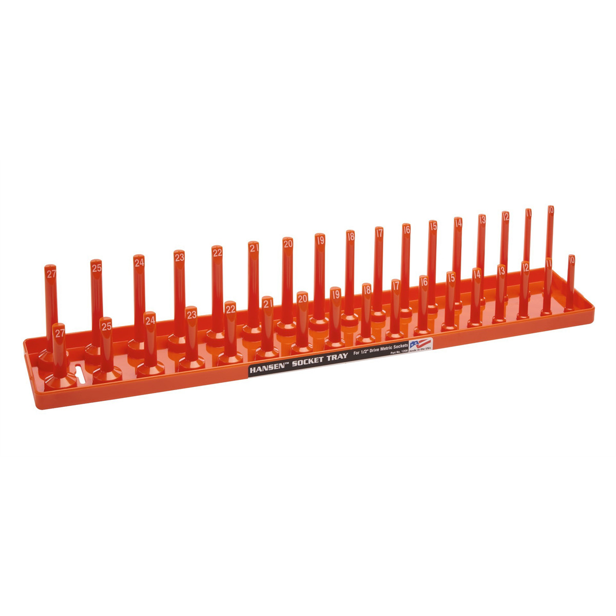 Hansen Global 1/2 Inch Metric 2 Row Regular/Deep Socket Holder Tray – Color Ora