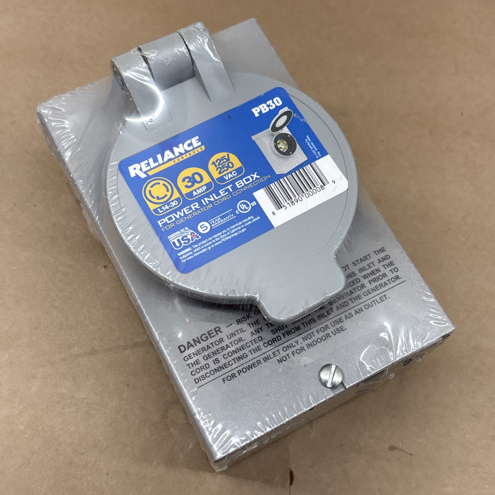 Reliance Controls PB-30 30A 125/250V 4-Circuit Surface Mount Power Inlet Box