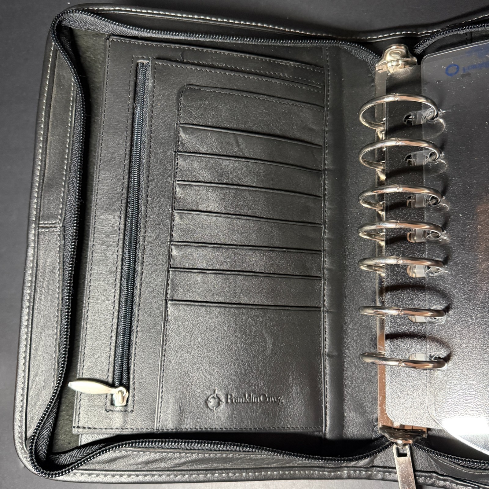 Black Leather Franklin Covey Zipper Agenda Planner, 8 x 10 1/2 inches