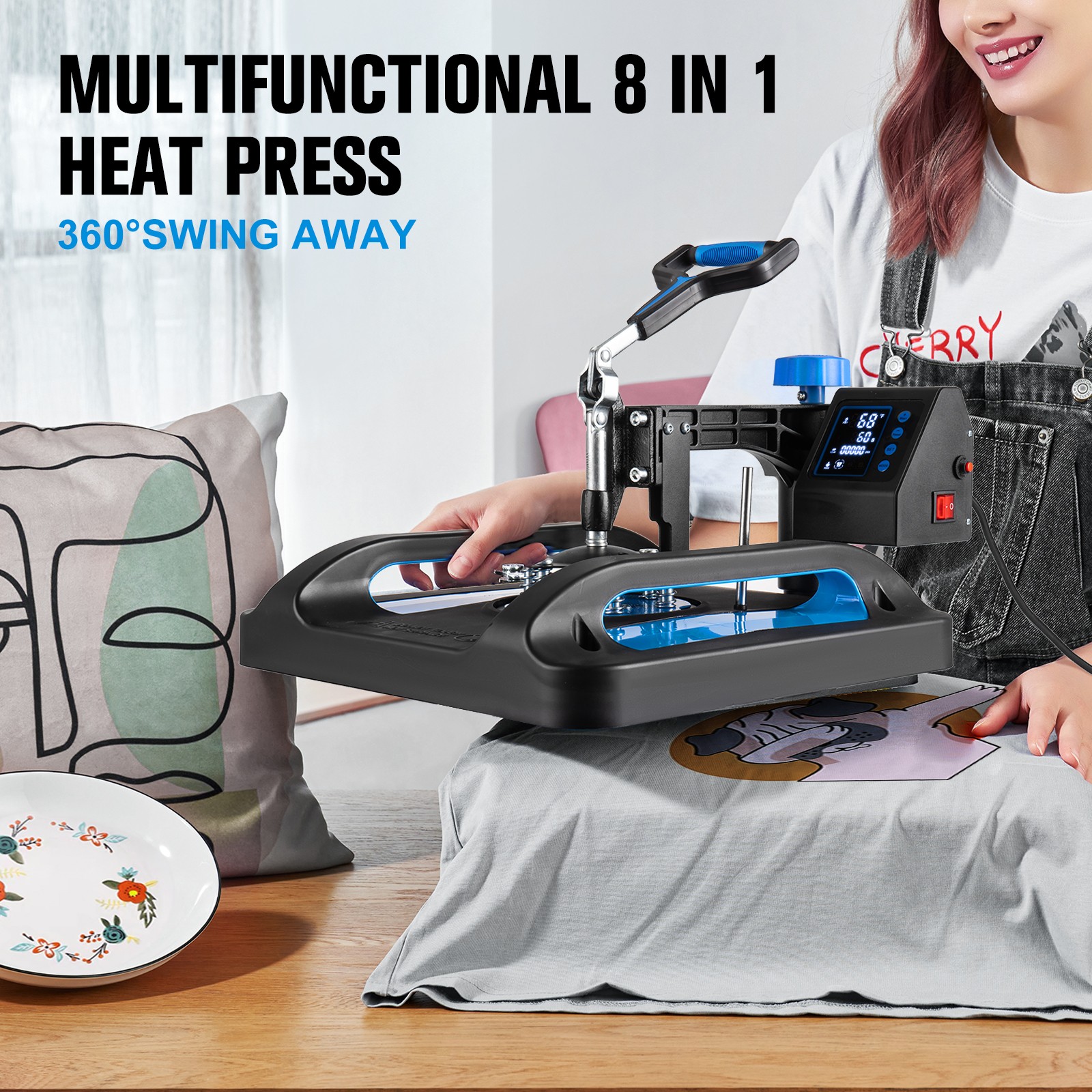8 in 1 Heat Press Machine 15″x12″ Sublimation Printing For T-Shirt Mug Hat Plate