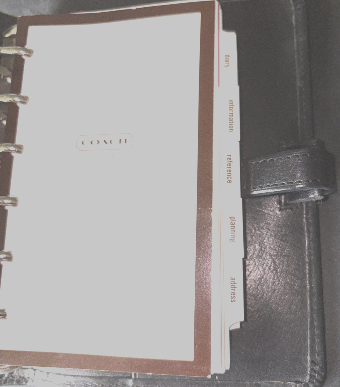 Coach Black Leather Agenda Day Runner Diary Address Plan Information Reference