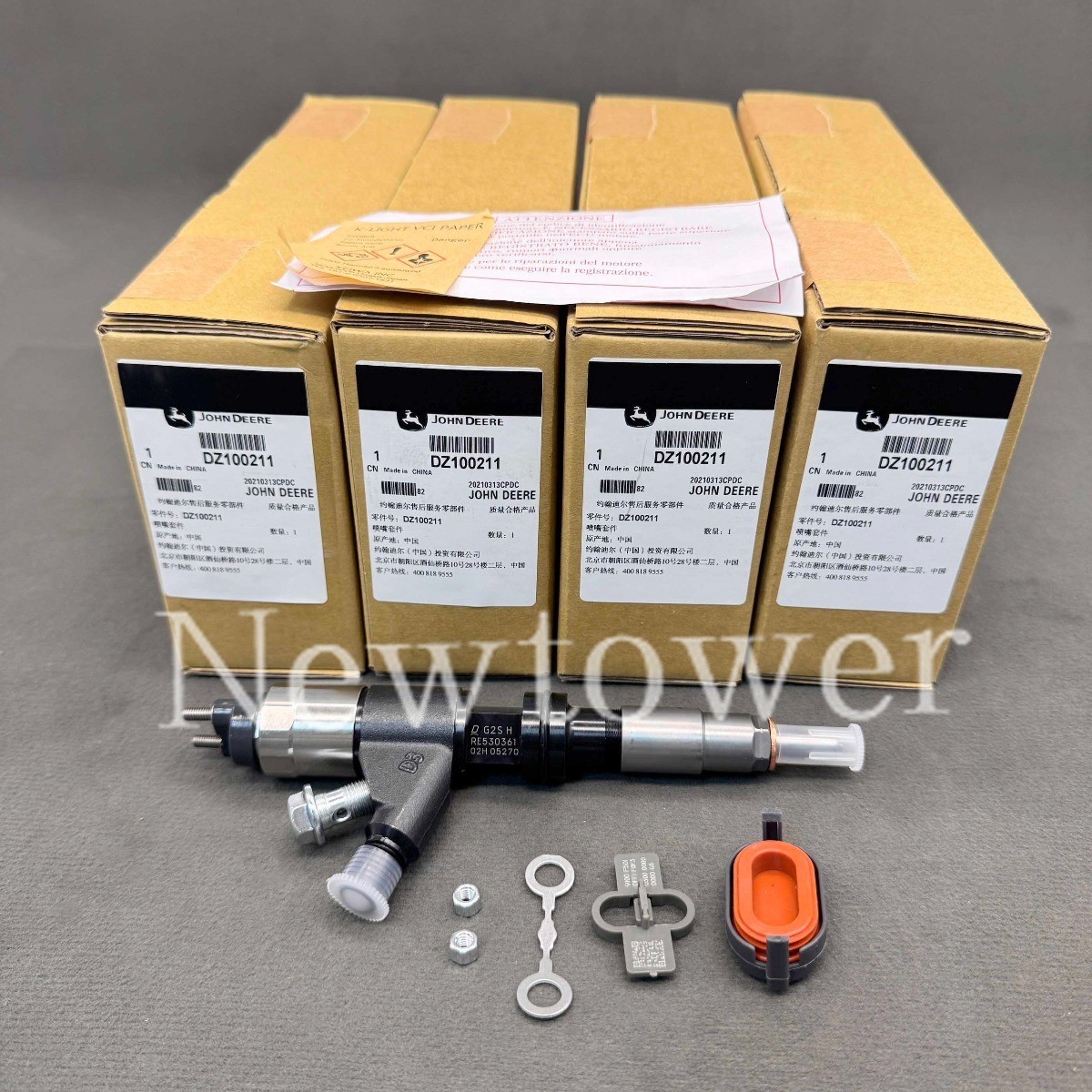 4X New Fuel Injector DZ100211 FOR John Deere 4045T 6068T 095000-6320 RE530361