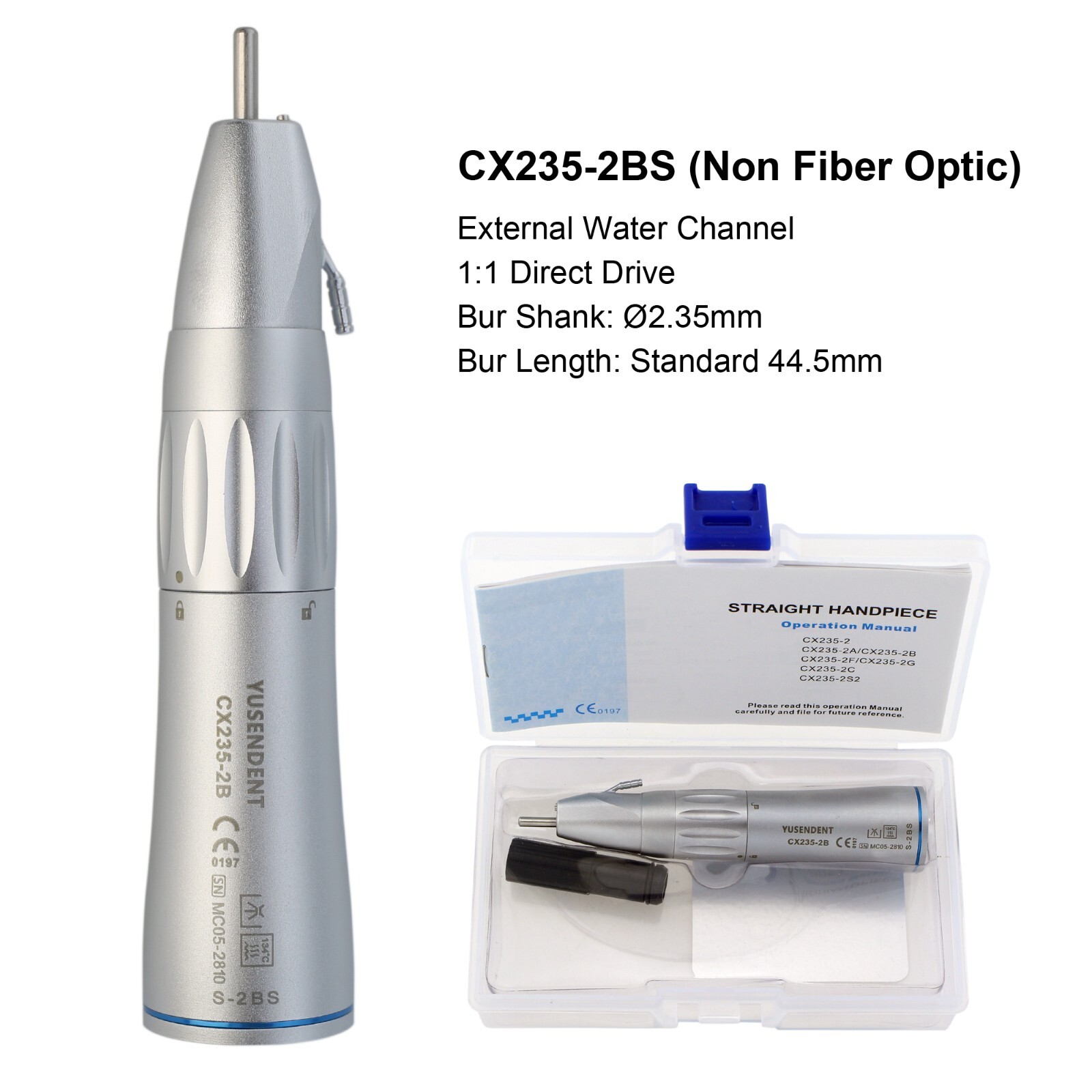 COXO Dental Surgical Straight Handpiece 1:1 Nose Cone 20 Degree Angle External