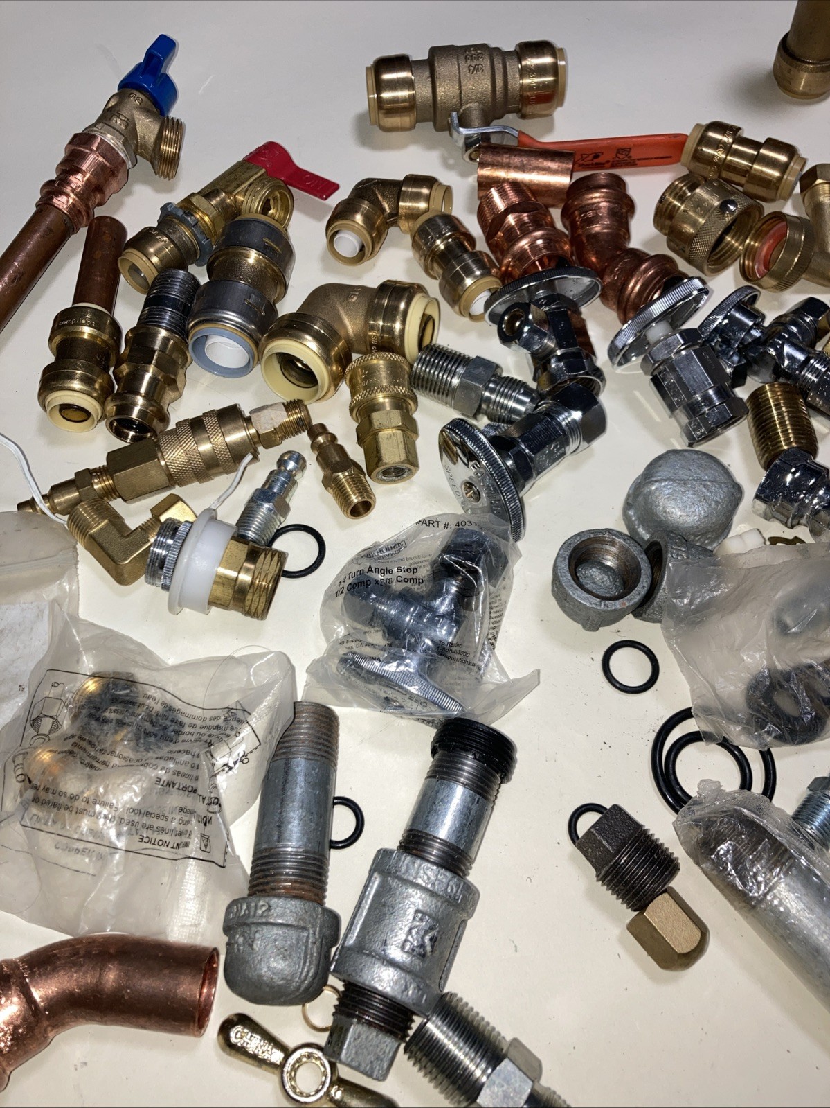 Shark Bite Mixed Fittings, Elbows, Valve, Hose brass, copper, & galvanized steel