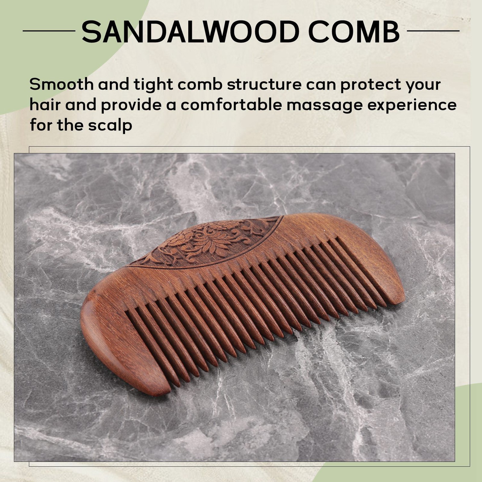 2x (comb sandalwood green natural super tight dent comb stati3825