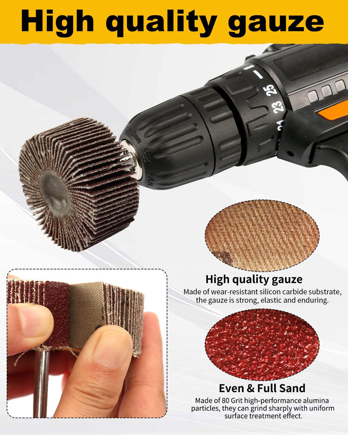 8 Pcs Flap Wheel Sander Set, 1/4″ Shank 8Size Flapper Wheel, Long-Lasting Cylin