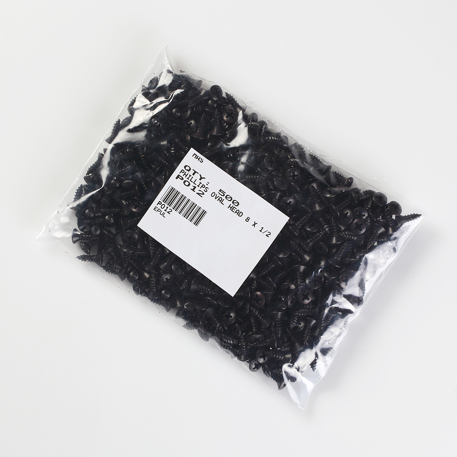 Phillips Oval Head Black Oxide Sheet Metal Screws #8 x 1/2» 500