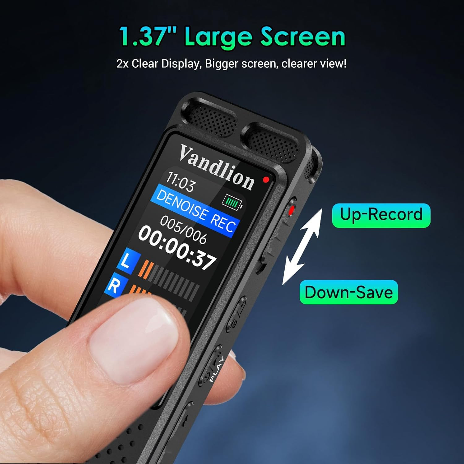 Voice Activated Recorder with Playback (100Hrs Recording Time), 1536Kbps HD Dig