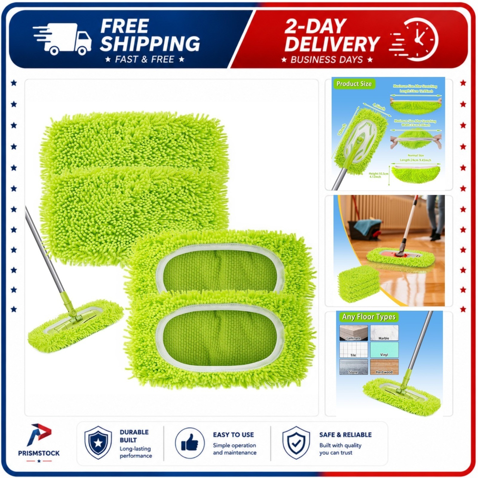 Reusable Microfiber Mop Pads Wet/Dry 4 Pack for Swiffer Sweeper