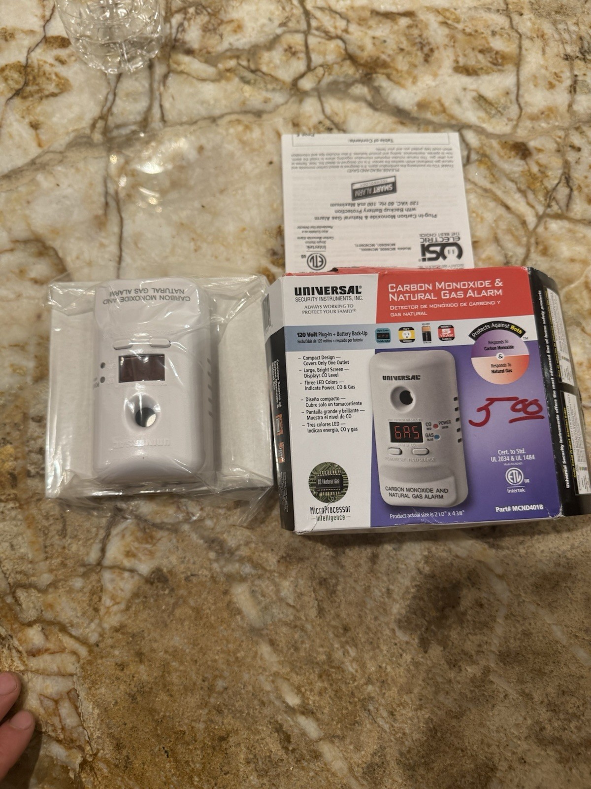 Universal Security Instruments Plug-In Carbon Monoxide Natural Gas Alarm New