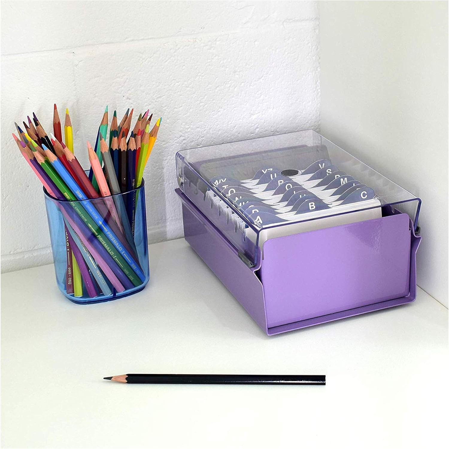 Heavy Duty 3×5 Card File Box Organizer + AZ Index – Purple