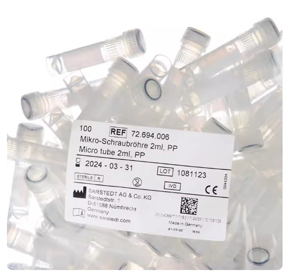 2ml Stand-Up Bottom With Cap 100 per Pack 72.694.006 Spiral Tube