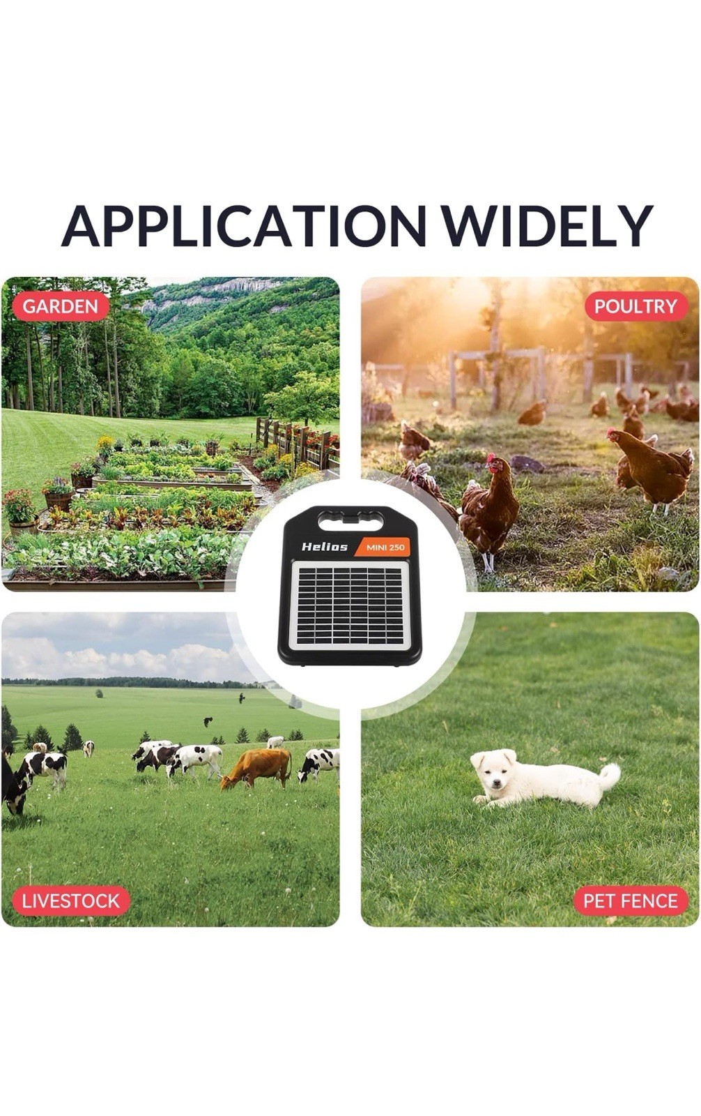 MINI250 Solar Fence Charger, 0.18J, Day/Night Mode, Portable Electric Energizer