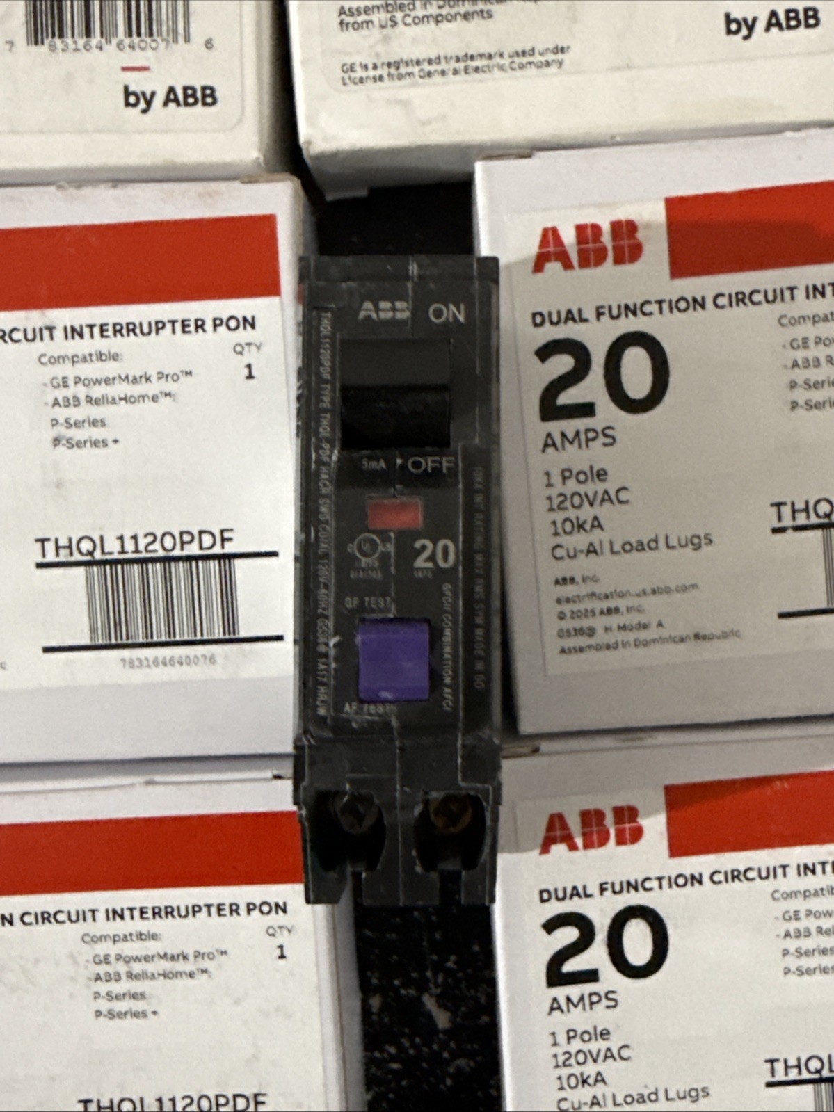 ABB/GE THQL1120PDF – 20Amp – 1 Pole – Dual Function Circuit Breaker Lot Of 12