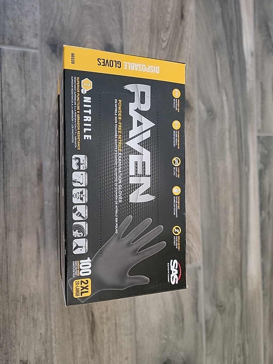 3 BOXES- X SAS RAVEN Black Nitrile Gloves NEW 7mil-100/BX 2XL