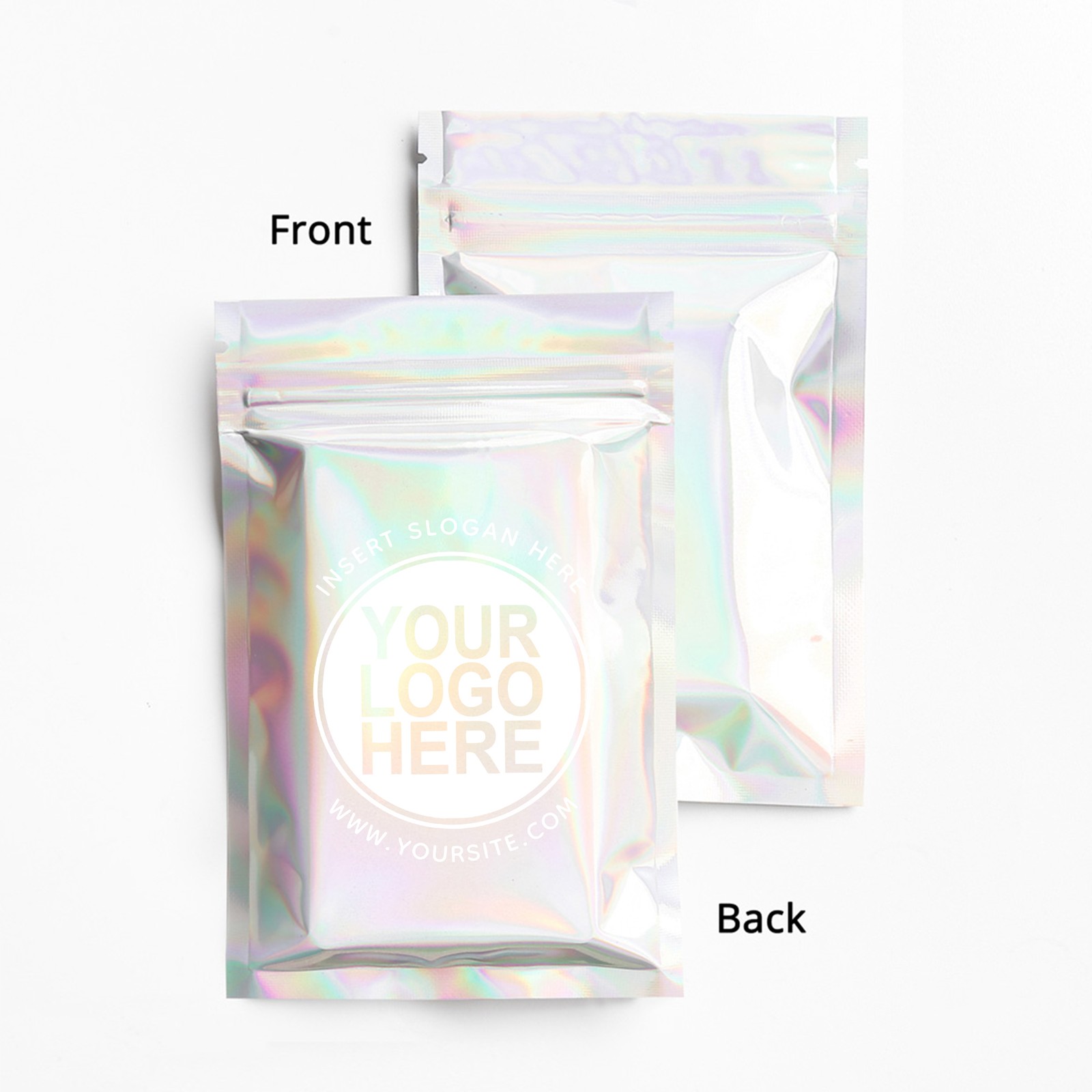 Custom Holographic Foil Zip Pouch | Personalized Logo Packaging Bags for Jewelry