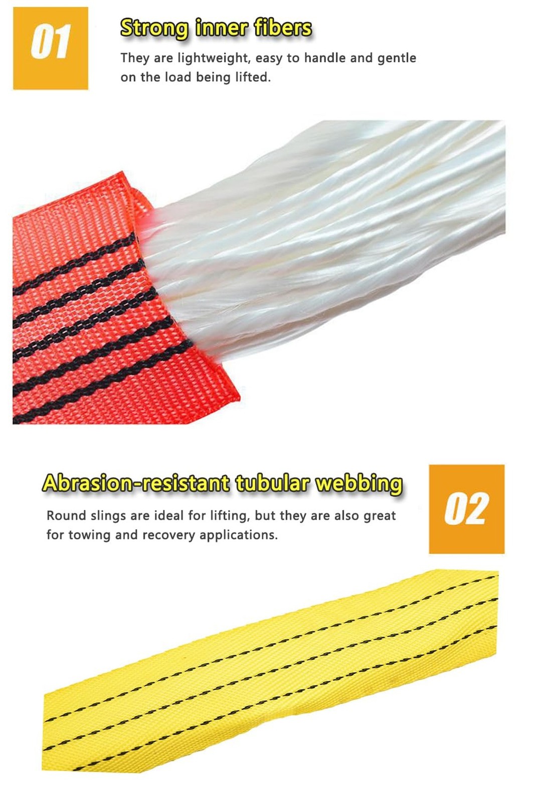 Round Sling 6610lb 6.5FT Sling Strap Rigging Polyester Endless Lift Sling for…