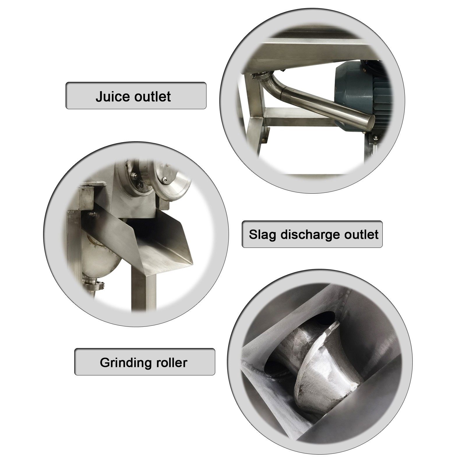 220V 3PH 1.5KW Commercial Fruit Crusher 0.5T/H Stainless Steel Juicer 1500rpm