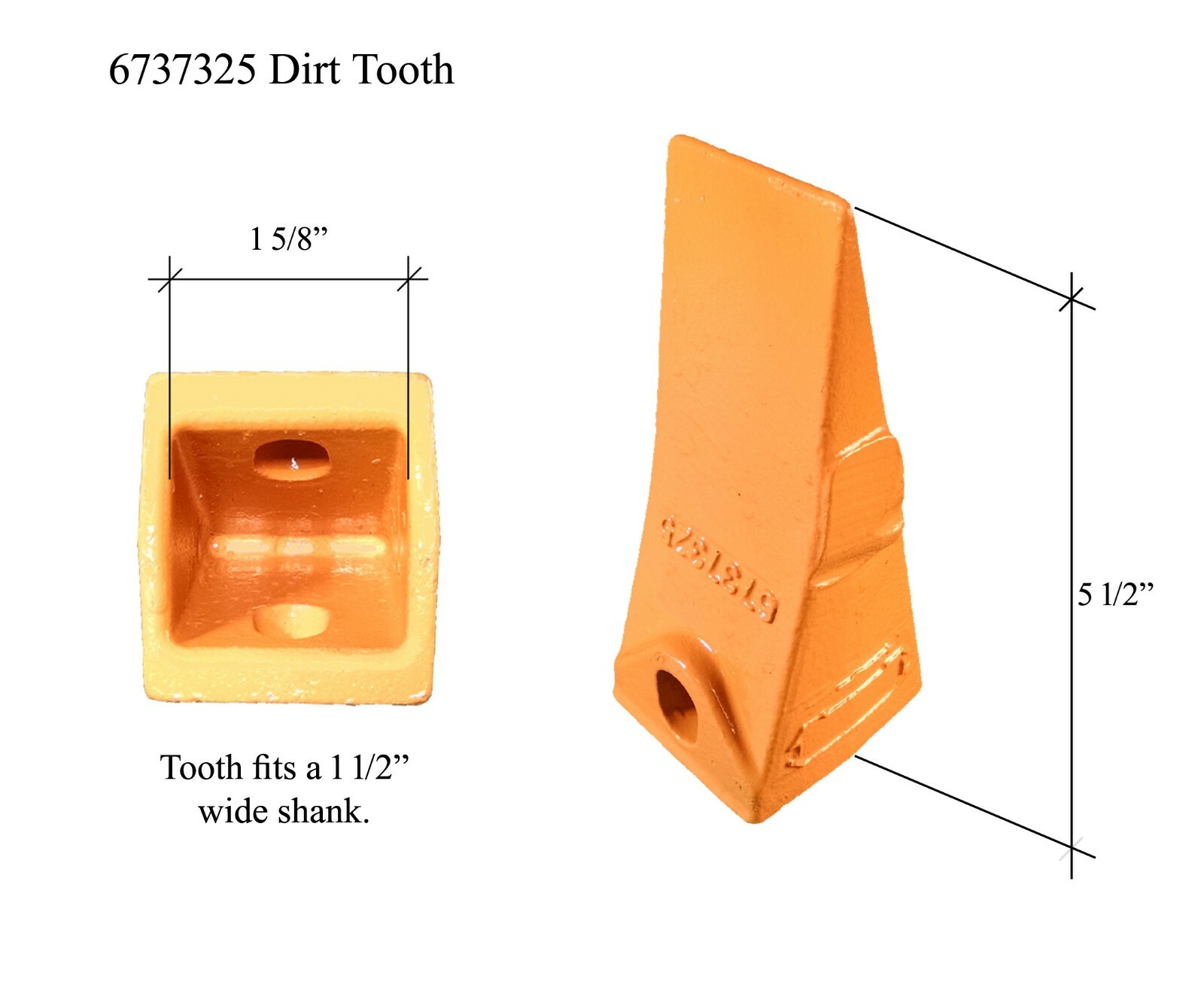 1 – Bobcat Style Mini Excavator / Skid Steer Bucket Tooth w/ Pin – 6737325