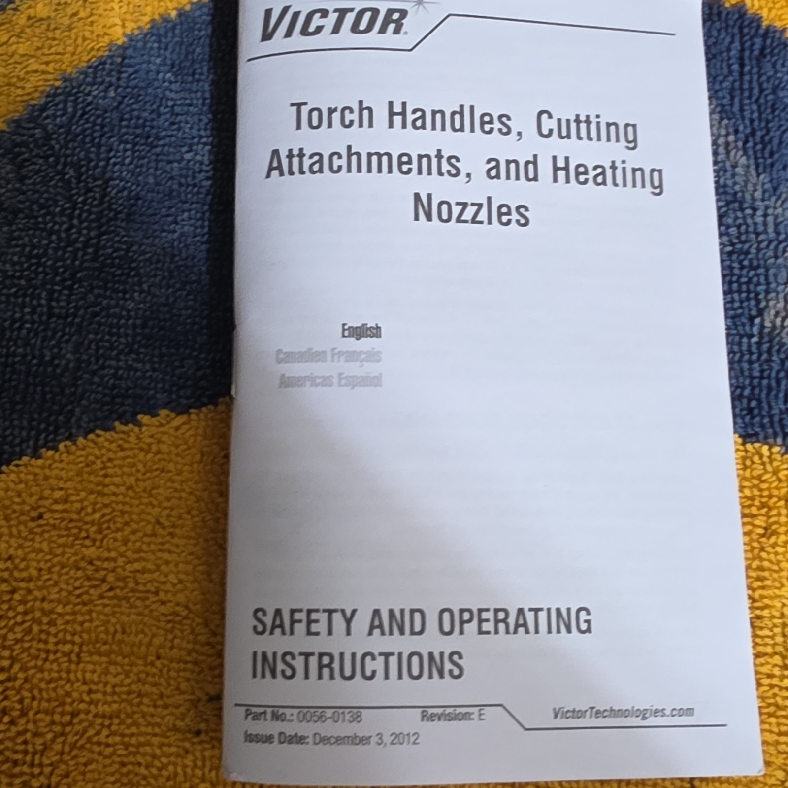 Victor 10-MFA Heating Nozzle Set 0323-0260 w/ Safety & Operating Manual