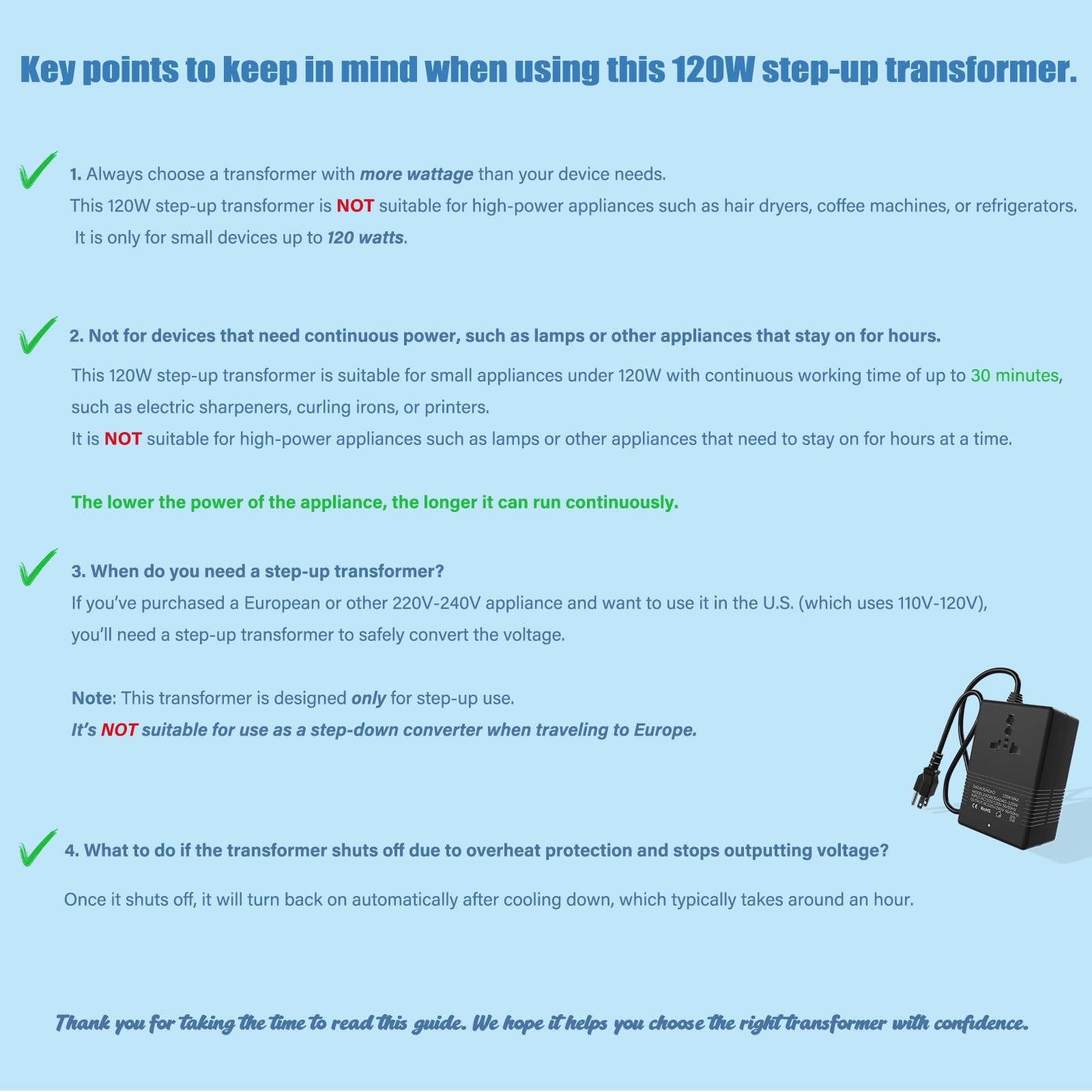 120Watts, Voltage Converter 110v to 220v, 110 to 220 Voltage Converter, Trans…