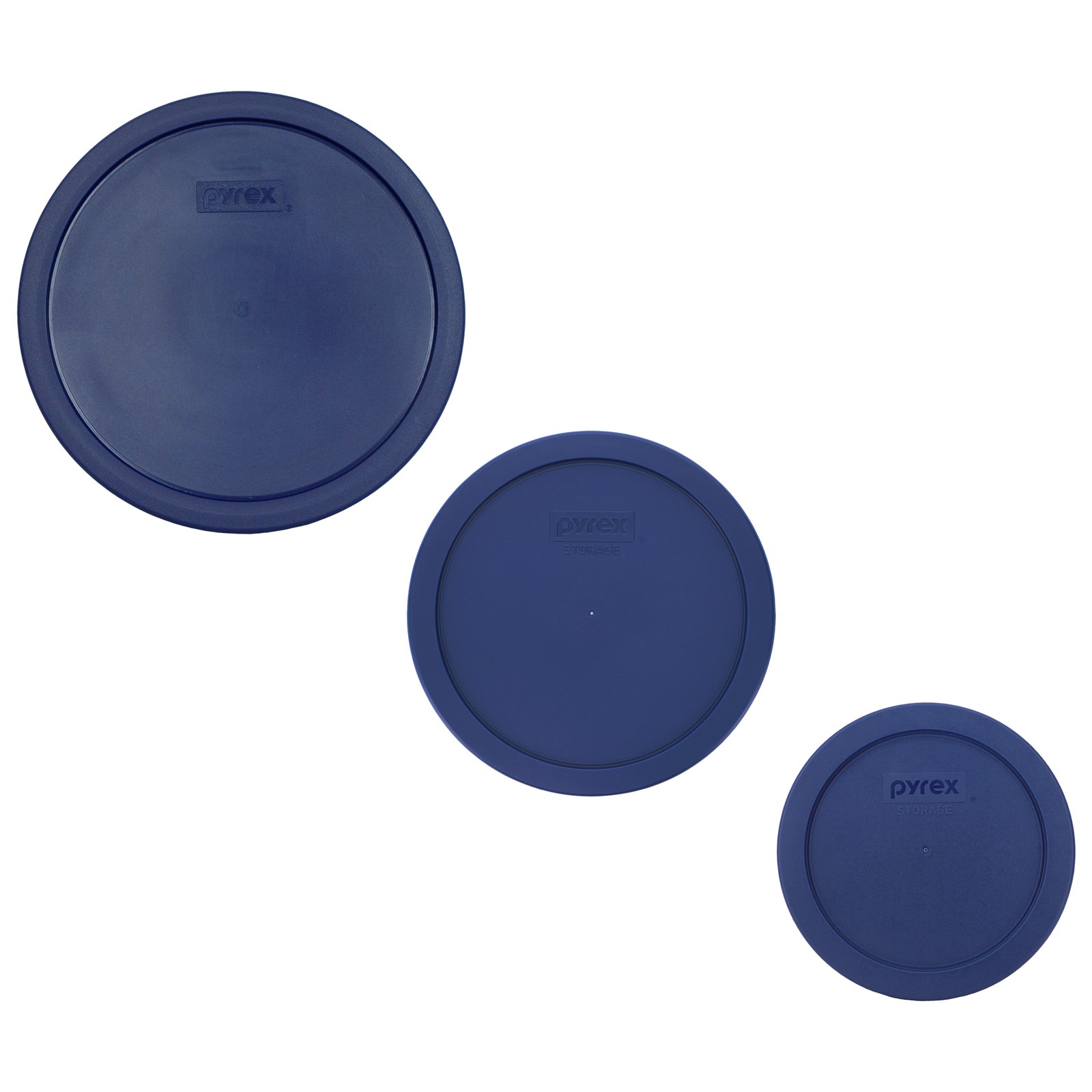 Pyrex (1) 7403-PC (1) 7402-PC and (1) 7201-PC Blue Plastic Replacement Lids