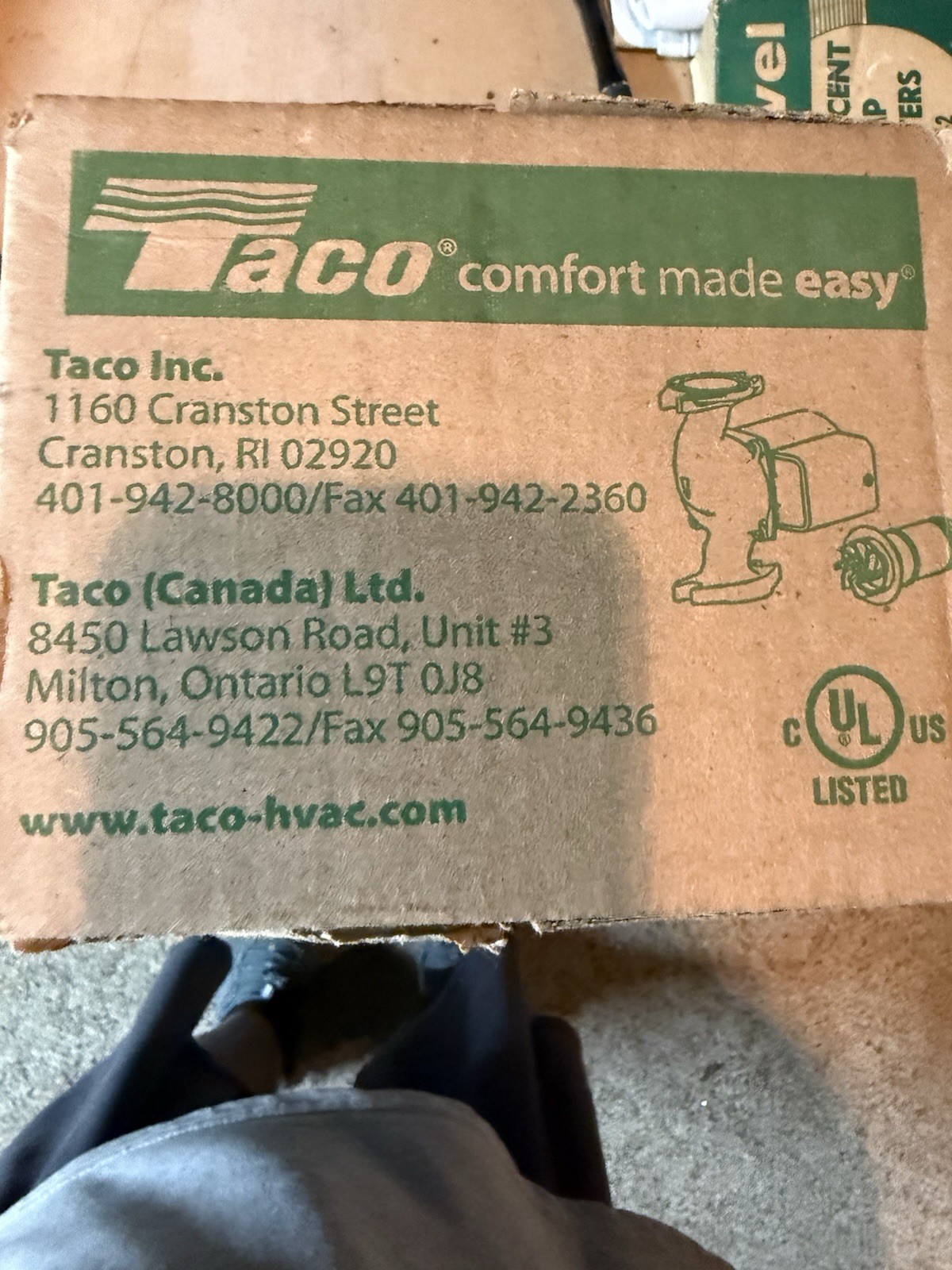 Taco 007-F5 Cast Iron Circulator, 1/25 HP Pump with Universal Pump-lightly Used