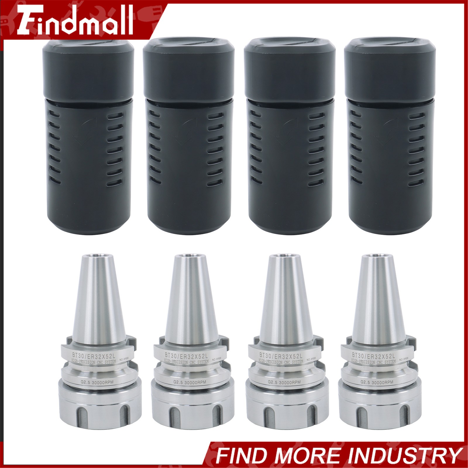 Findmall BT30 ER32 Tool Holder 4 Pack Set 2.05 Inch G2.5 Balanced 20000RPM