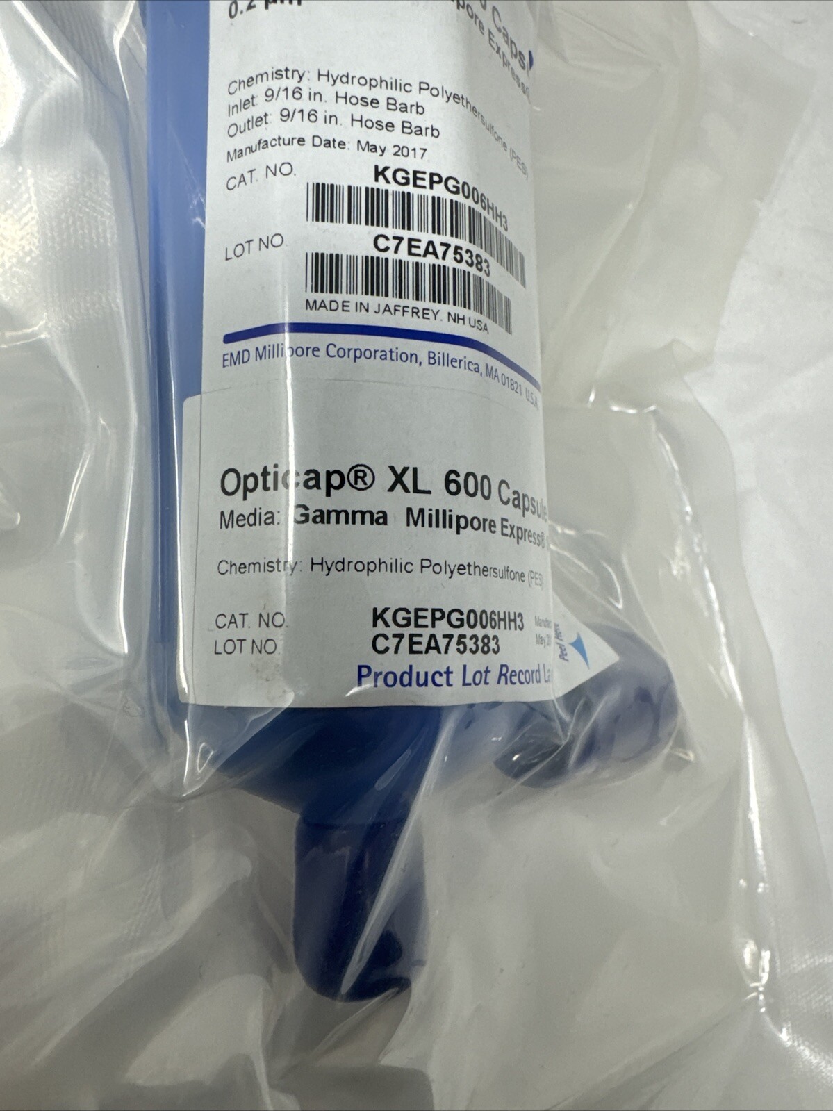 Millipore Opticap XL 600 Capsule Gamma SHF KGEPG006HH3 0.2 UM Laboratory New