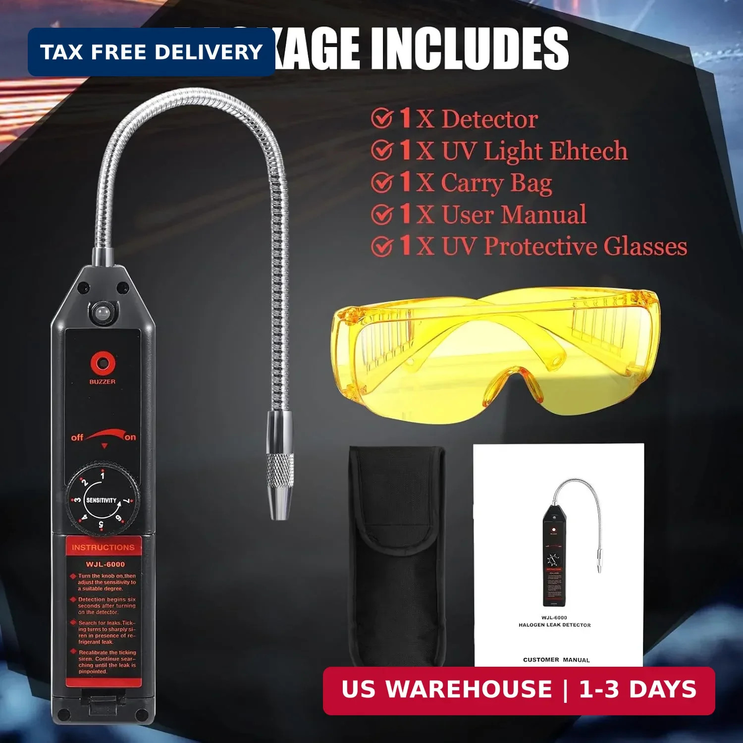 Tellegloww Ac Leak Detector Kit, R1234yf R134a R410a, Refrigerant Leak Detector