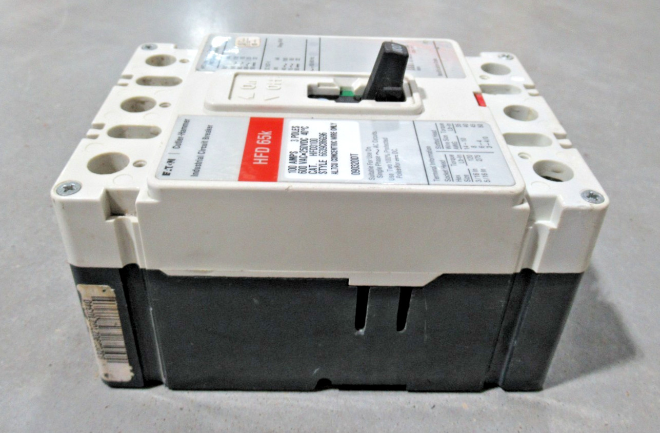 Eaton HFD3100 Industrial Circuit Breaker 100A, 3P 600V, 65kA *GREAT CONDITION*