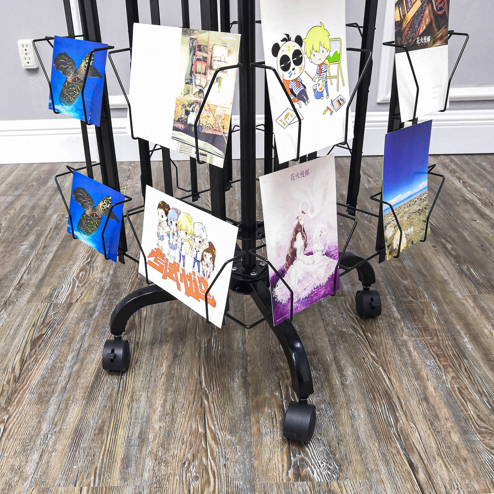 64 Adjustable Pockets Display Rack 5×7 7×5 up to 11″W X 8″T Cards 1.2″ D Pockets