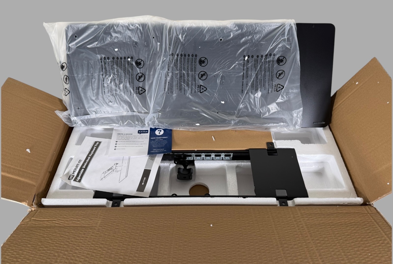 Mount-It MI-7135 Adjustable Under Desk Keyboard Tray New Open Box Complete Black