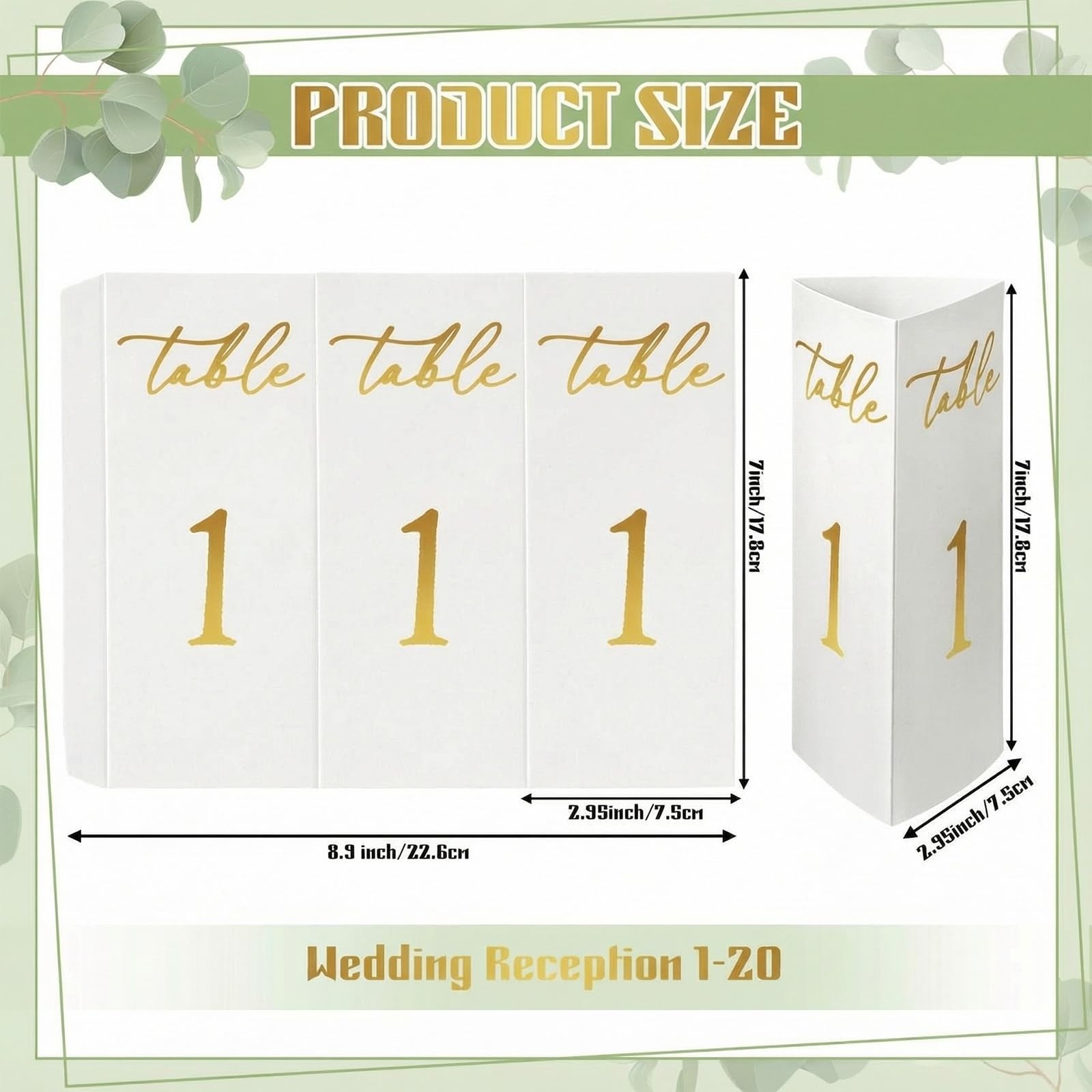 Trifold Wedding Table Numbers 1-20 Table Number Cards Black and White Freesta…