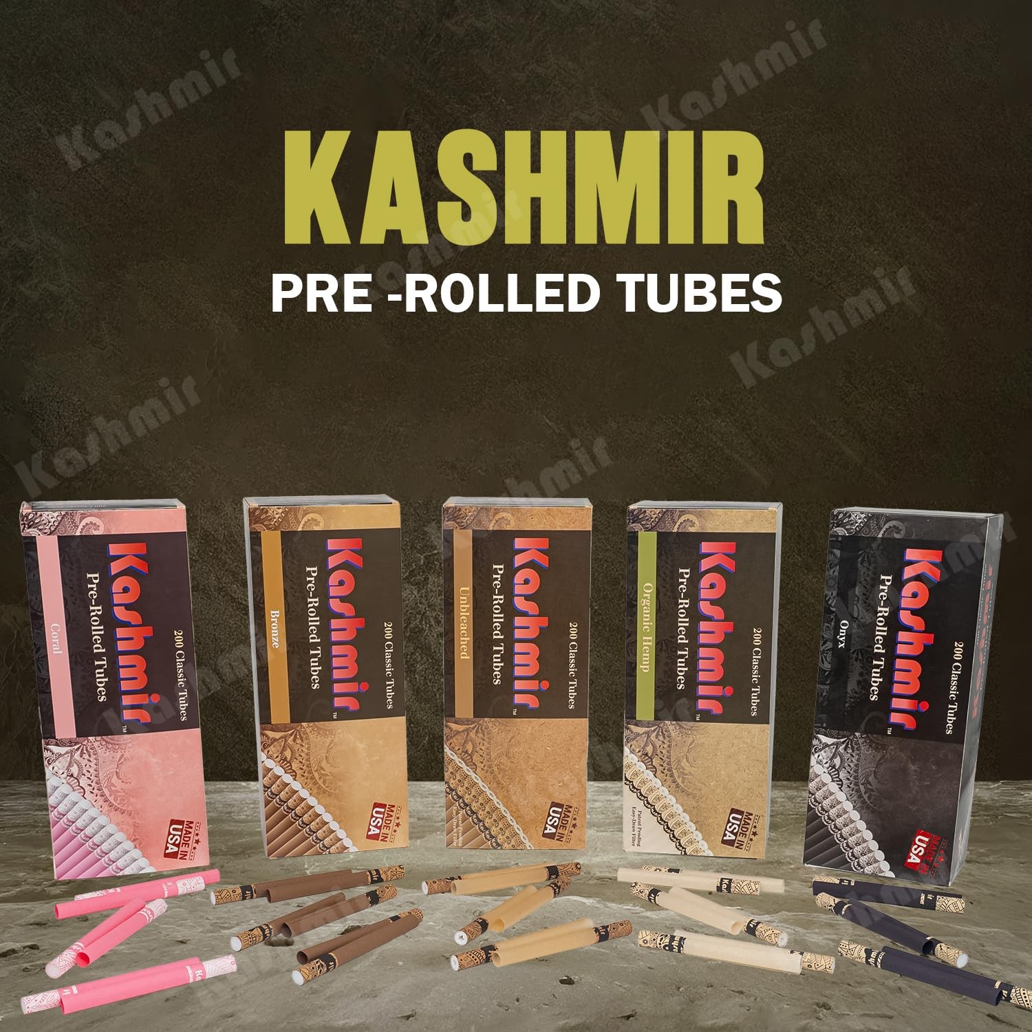 Kashmir Cigarette Tubes Organic Hmp Count 5 Boxes Of 200 Tubes Smooth Draw