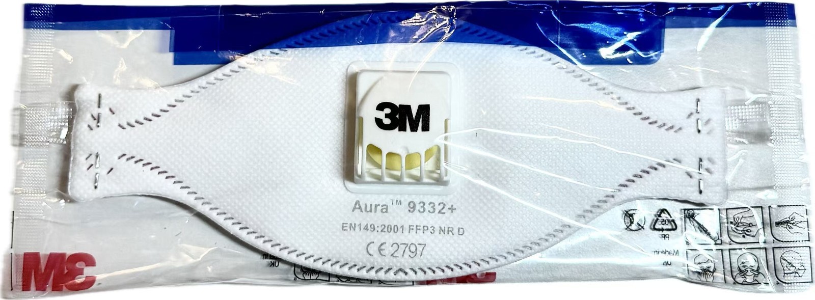 10x3M 9332+ Aura FFP3 Respirator Dust Cover Mask with Valve EXP 07/2025