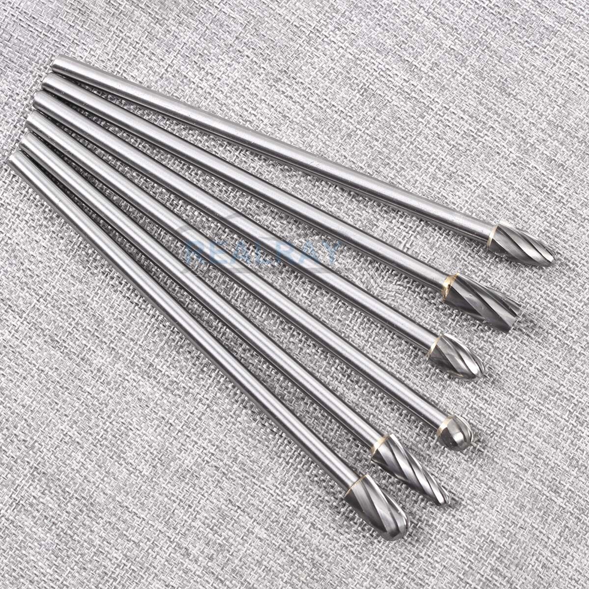 10mm Rotary Aluminum Cut Burr 6mm 1/4″ Shank 150mm Long Reach Carbide Burs 6pcs