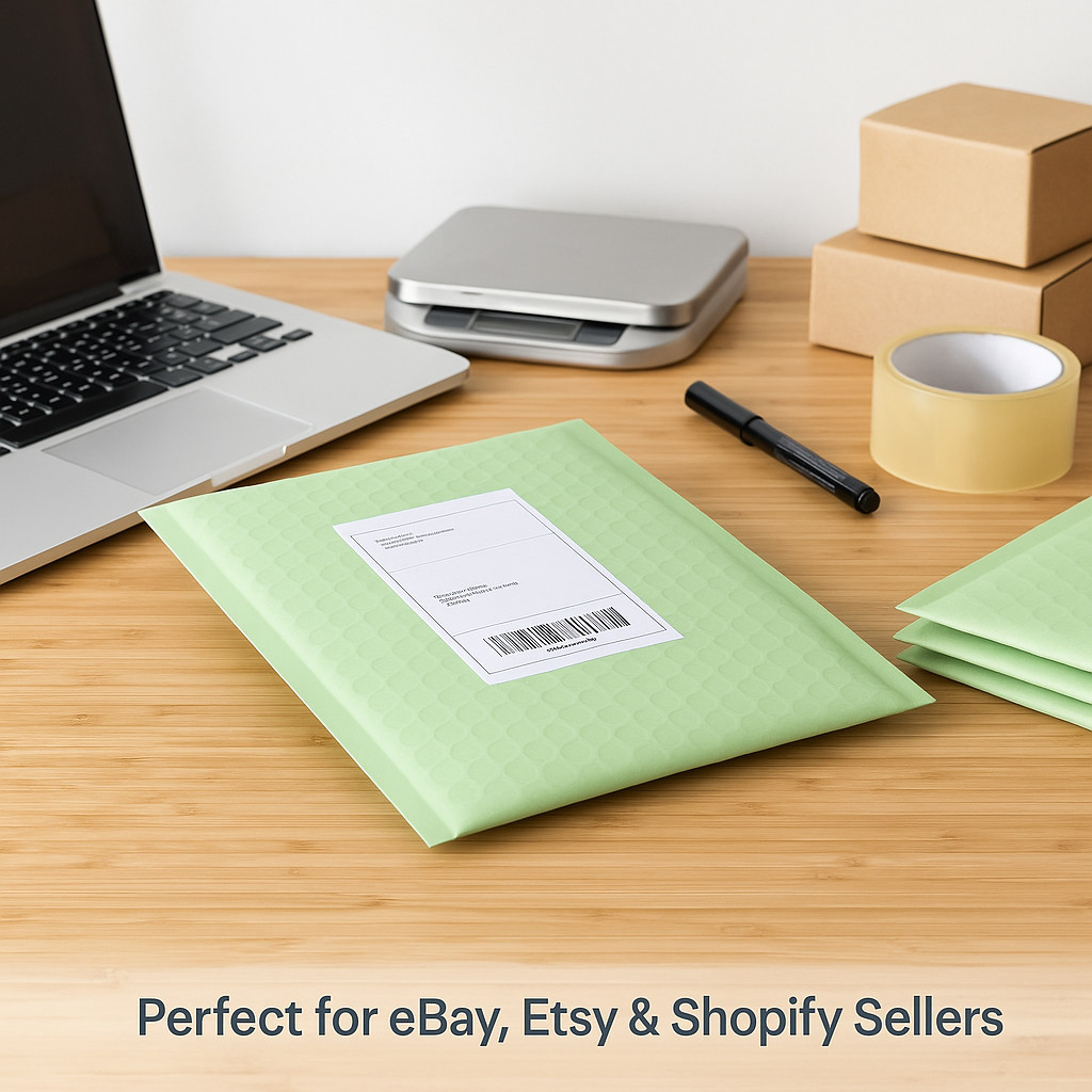 500 Green Ash Poly Bubble Mailers 6.5×10 Self Seal Envelopes (6.5×9 Usable) # 0