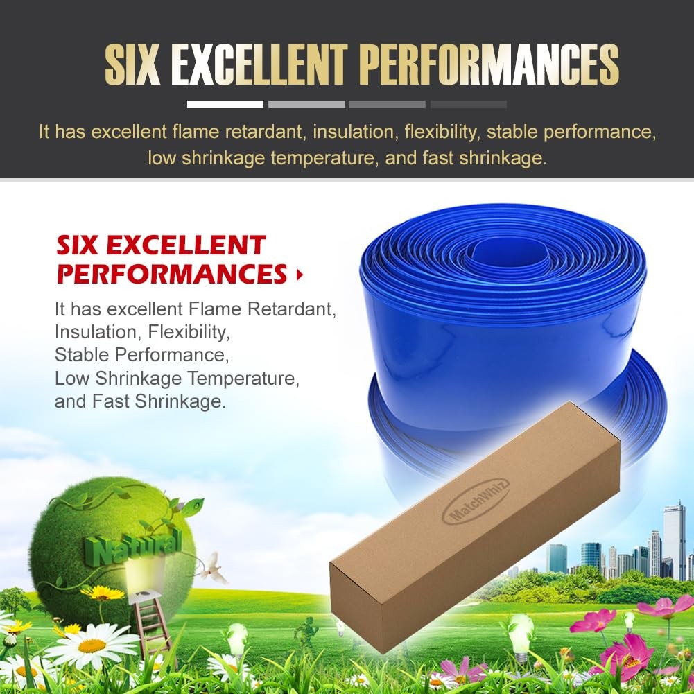PVC Heat Shrink Wrap Tube, Flat Width 5.9in(150mm), Blue