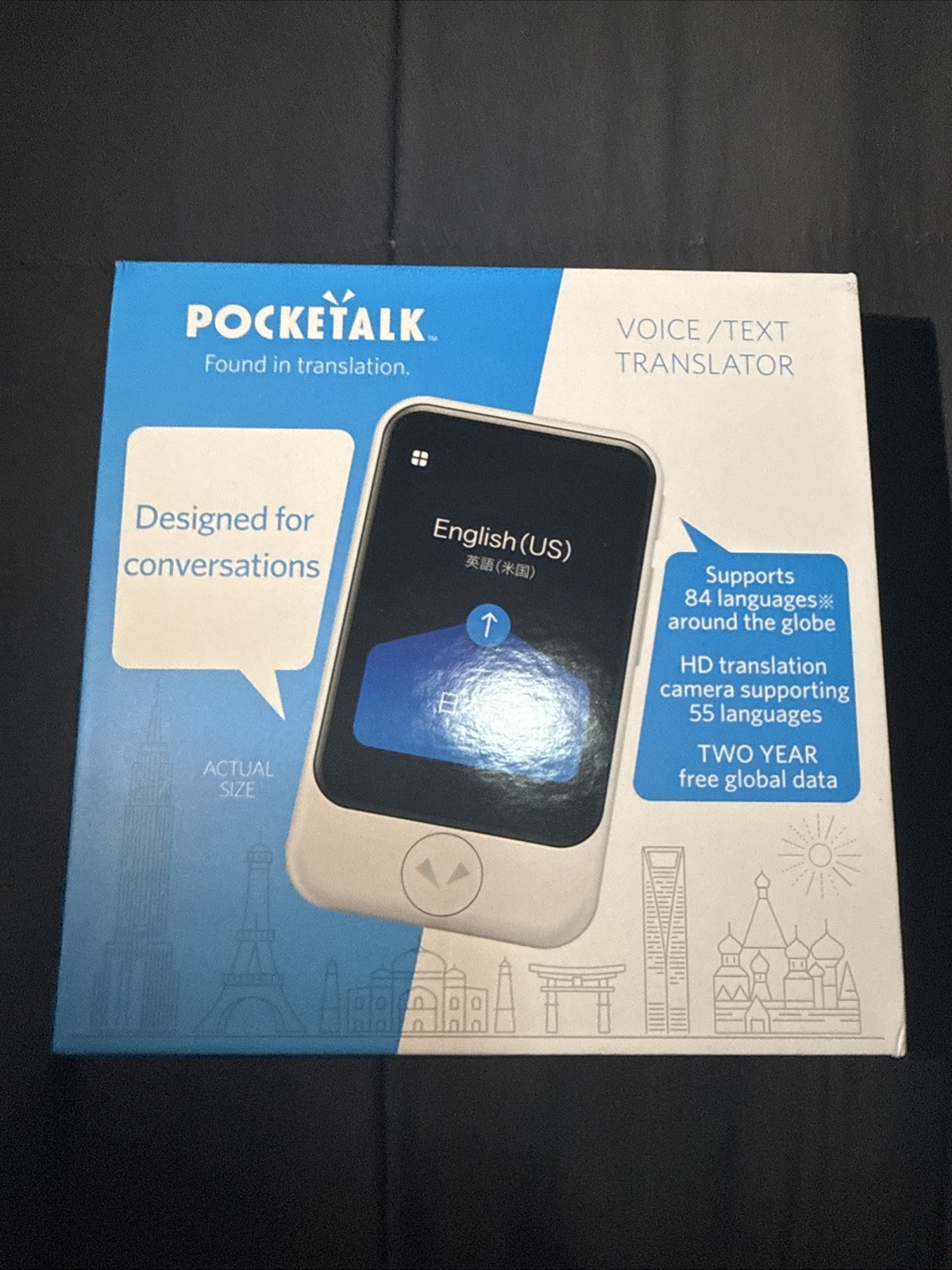 NEW POCKETALK S Translation Device, Global 2-Year SIM (Black)