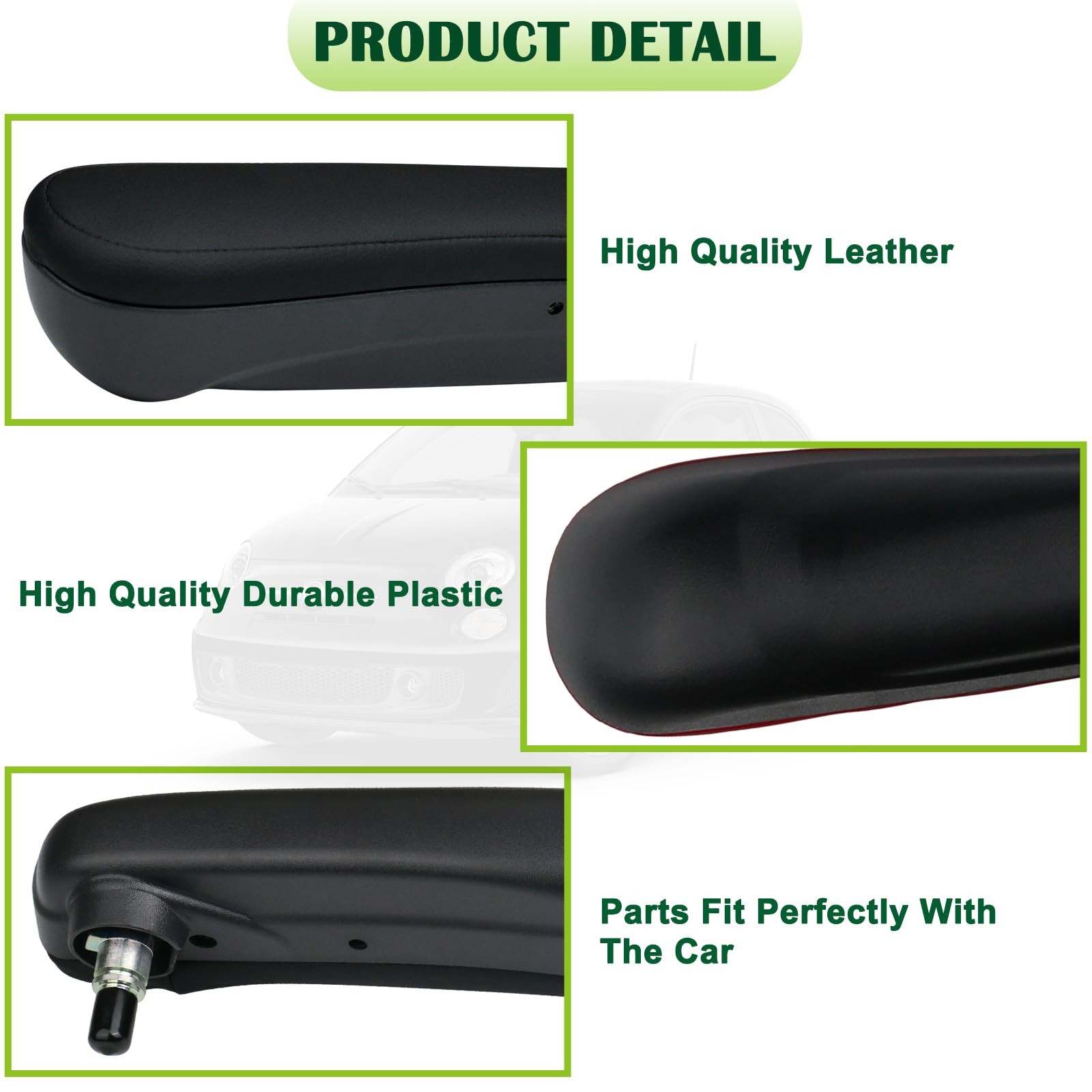 Front Driver Seat Armrest Black for Fiat 500 2016-2019 Adjustable